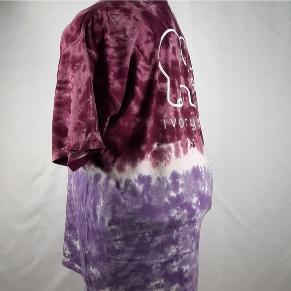 Ivory Ella tie dye cotton Save the Elephants purple white size L short sleeve - Picture 5 of 11